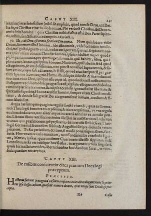 Capvt XIII. De casibus conscientiae circa primum Decalogi praeceptum.