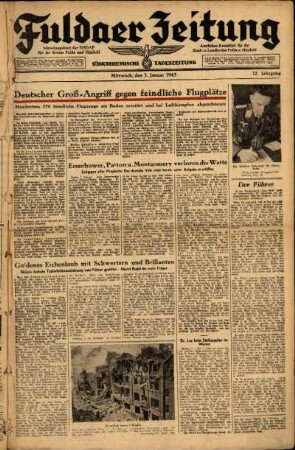 Ausgabe vom Mittwoch, den 03. Januar 1945.