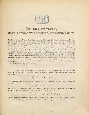 Über Kreisschnittflächen, die aus Oberflächen zweiter Ordnung abgeleitet werden können