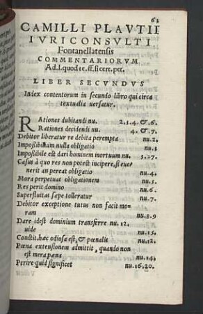 Index contentorum in secundo libro