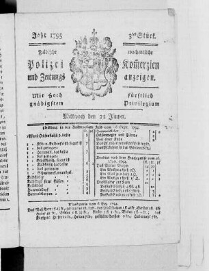 3tes Stück., Ausgabe vom 21. Januar 1795