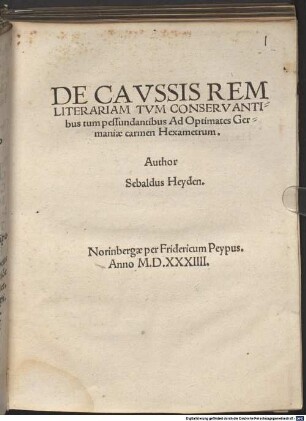 De causis rem literariam tum conservantibus tum pessundantibus carmen hexametricum