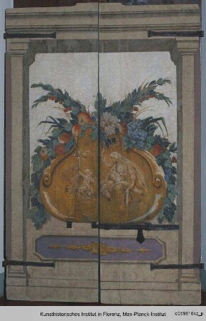 Bemalte Tür mit Allegorie der Fides und Stilleben