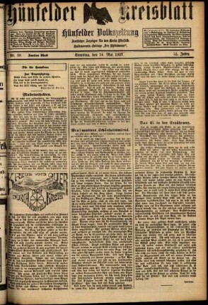 Zweite Ausgabe vom Samstag, den 14. Mai 1927.