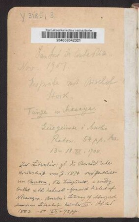 3: Tänze in Masaya : Güengüense ó Macho Ratón : Gespräche mit Bischof Stork : San José de Costa Rica, Nov. 1907