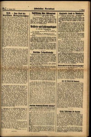 Zweite Ausgabe vom Freitag, den 17. Januar 1941.