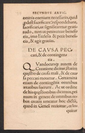 De Causa Peccati, & de contingentia.