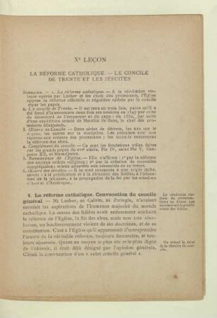 Xe leçon La réforme catholique. - Le concile de Trente et les jésuites