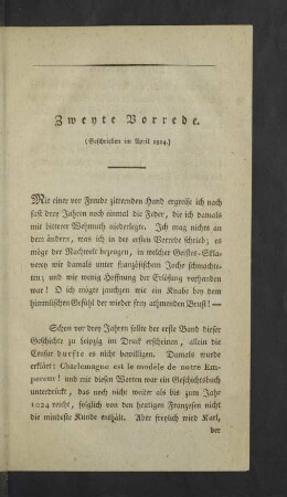 Zweyte Vorrede. (Geschrieben im April 1814.)