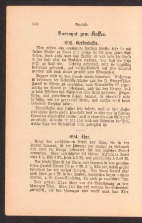 Surrogat zum Kaffee. 893. Gerstenkaffee.