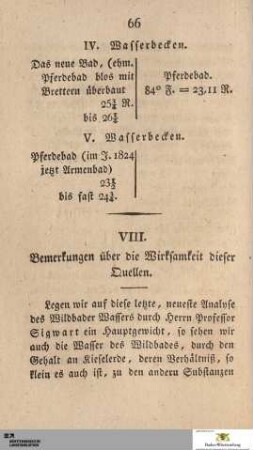 VIII. Bemerkungen über die Wirksamkeit dieser Quellen