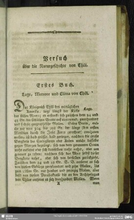 Erstes Buch. Lage, Meteore und Clima von Chili