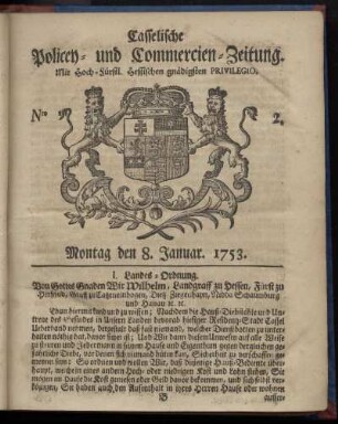 Nro. 2, Montag den 8. Januar 1753