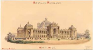 Reichstag, Berlin Zweiter Wettbewerb: Perspektivische Ansicht vom Königsplatz aus