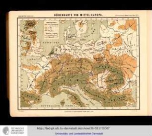 Höhenkarte von Mittel-Europa