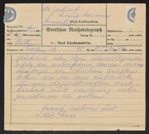 Brief von Willy Haas an Gerhart Hauptmann