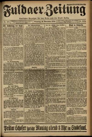 Erste Ausgabe vom Dienstag, den 18. November 1924.