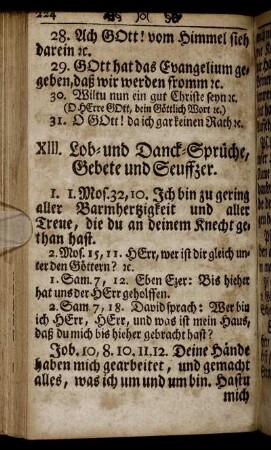 XIII. Lob- und Dank-Sprüche, Gebete und Seuffzer.