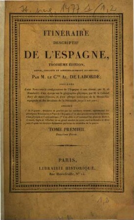 Itinéraire descriptif de l'Espagne, 1,2