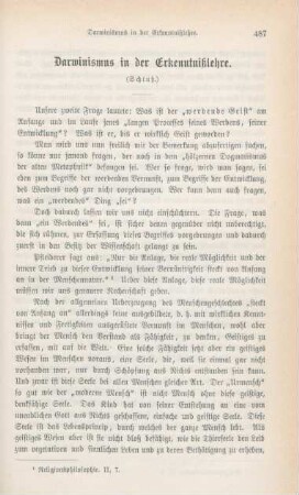 487-499 Darwinismus in der Erkenntnißlehre : Schluß