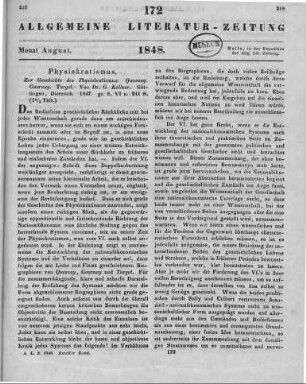 Kellner, G.: Zur Geschichte des Physiokratismus. Quesnay. Gournay. Turgot. Göttingen: Dieterich 1847