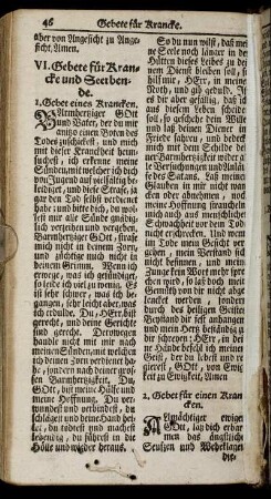 VI. Gebete für Krancke und Sterbende.