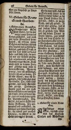 VI. Gebete für Krancke und Sterbende.