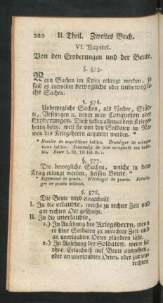 VI. Kapitel. Von den Eroberungen und der Beute