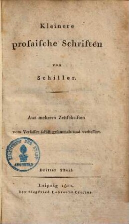 Kleinere prosaische Schriften, 3