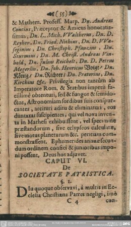 Caput VI. De Societate Patristica