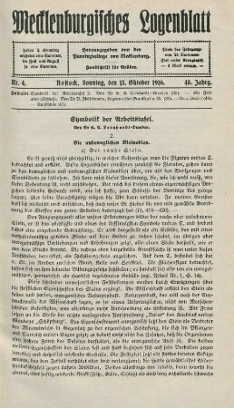 Nr. 4. Rostock, Sonntag, den 15. Oktober 1916.