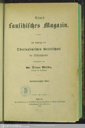 42.1865: Neues lausitzisches Magazin : Zeitschrift der Oberlausitzischen Gesellschaft der Wissenschaften