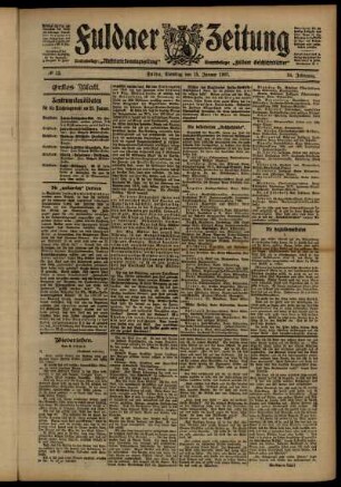 Erste Ausgabe vom Dienstag, den 15. Januar 1907.