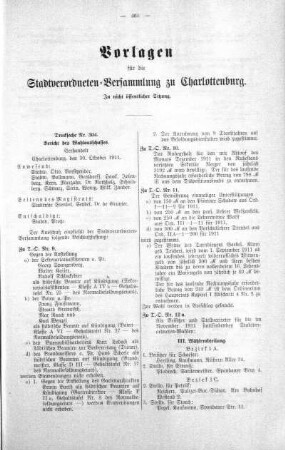 In nicht öffentlicher Sitzung (304), 01. November 1911