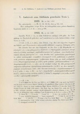 7. Anderweit zum Siddhânta gerechnete Texte