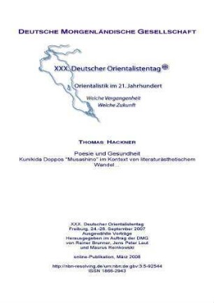 Poesie und Gesundheit : Kunikida Doppos "Musashino" im Kontext von literaturästhetischem Wandel…