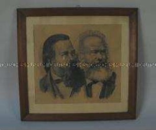 Wandbild von Engels und Marx, aus dem Pieck-Gedenkzimmer in der ehem. SED-Parteizentrale