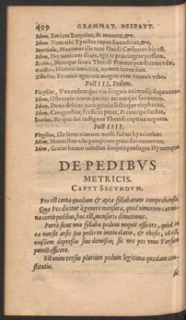 De Pedibus Metricis. Caput Secundum.