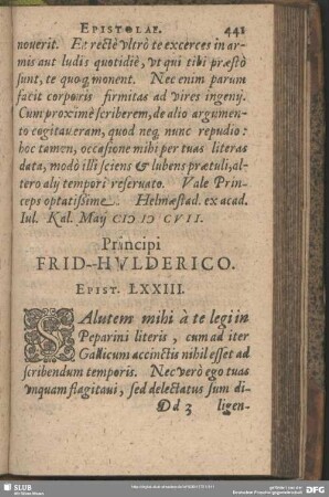 Principi Frid. Hulderico. Epist. LXXIII.