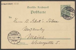 Brief an B. Schott's Söhne : 29.03.1902