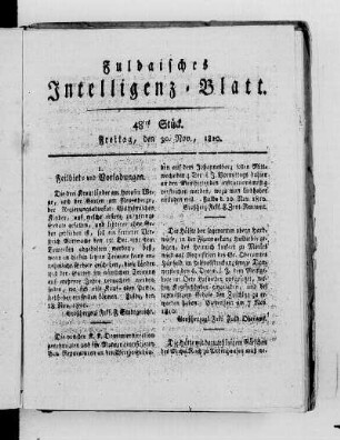 48tes Stück, Ausgabe vom 30. Nov. 1810