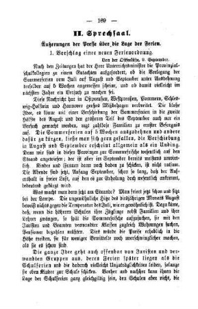 Äußerungen der Presse über die Lage der Ferien : Sprechsaal