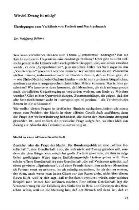 Wieviel Zwang ist nötig? Überlegungen zum Verhältnis von Freiheit und Machtgebrauch