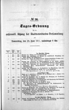 Tages-Ordnung No. 16 (223-224), 29. Juni 1911