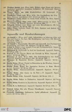 Aquarelle und Handzeichnungen (Nr. 192-281)