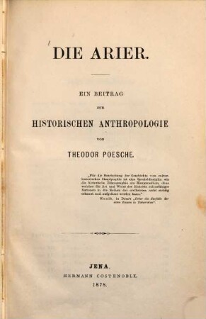 Die Arier : ein Beitrag zur historischen Anthropologie