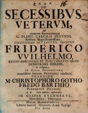De secessibus veterum ad mentem sententiamque C. Plinii Caecilii Secundi