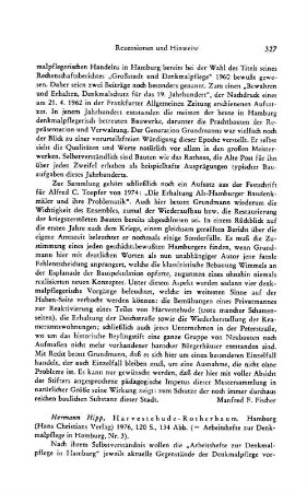 Hipp, Hermann :: Harvestehude, Rotherbaum, (Arbeitshefte zur Denkmalpflege in Hamburg, 3) : Hamburg, Christians, 1976