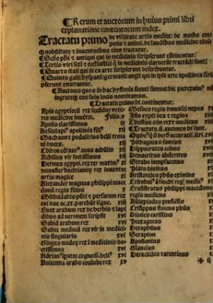 De medicine claris Scriptoribus ... Tractatus