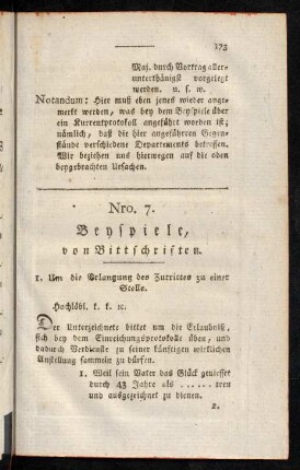 173-204, Nro. 7. Beyspiele, von Bittschriften.